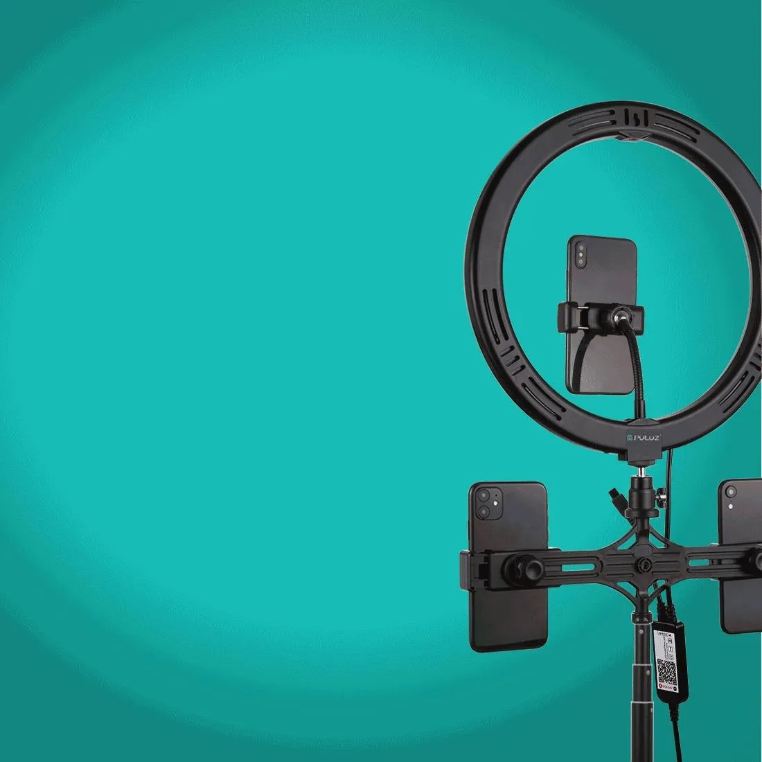 11.8 Rgbw Led Ring Light Kit with Mount Dual Phone Brackets and Remote Control