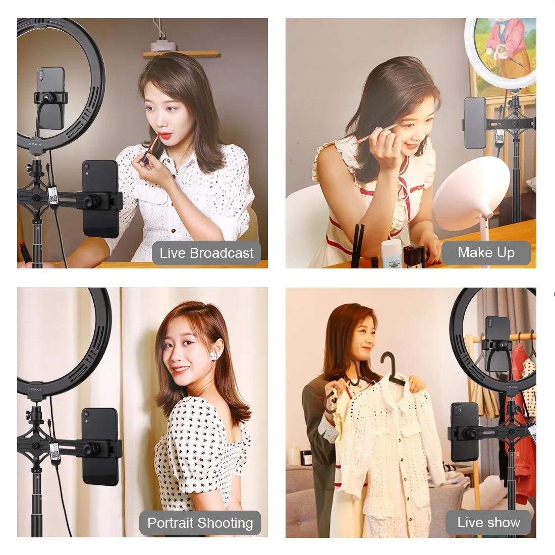 11.8 Rgbw Led Ring Light Kit with Mount Dual Phone Brackets and Remote Control