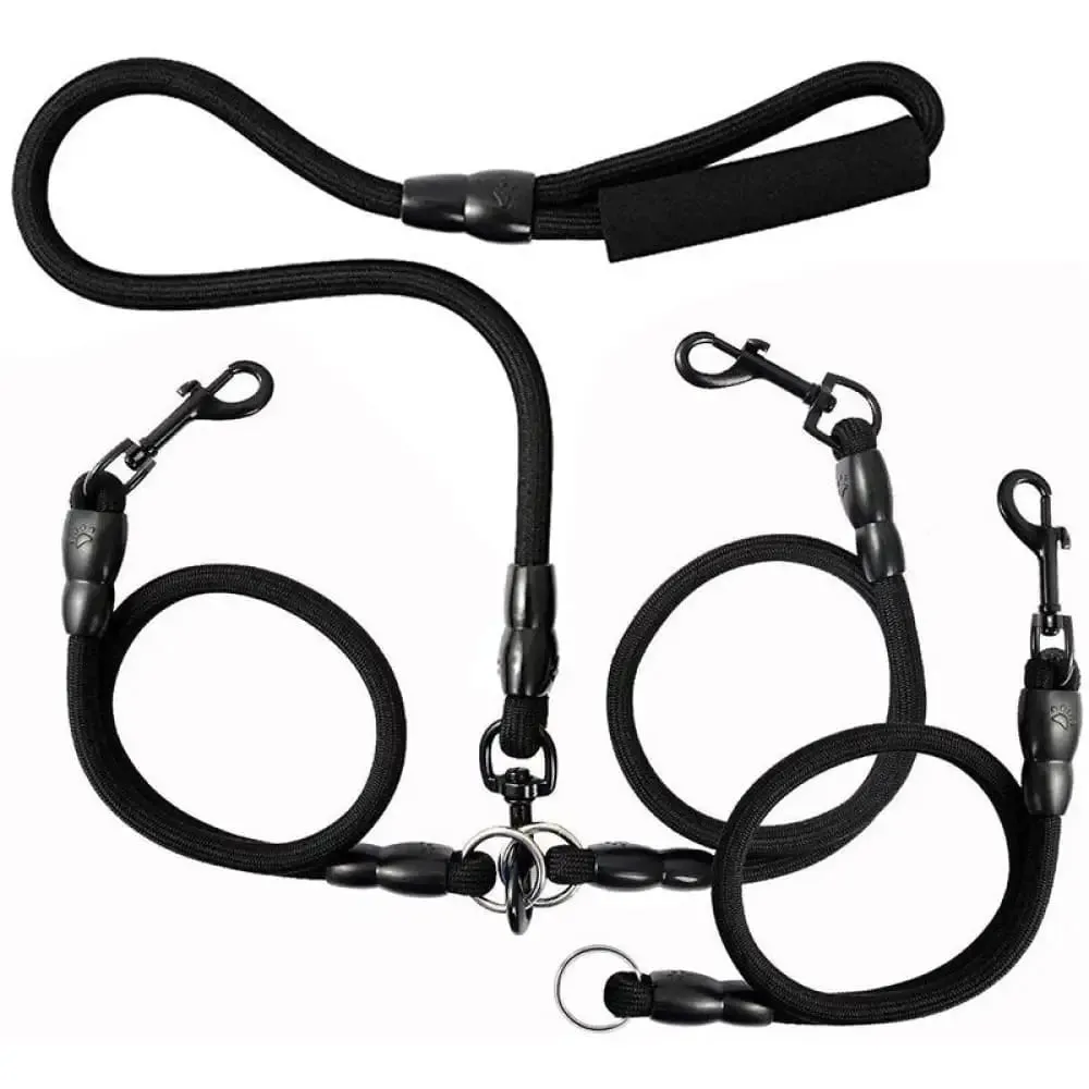 3 In1 Heavy Duty Dual Triple 360 Swivel no Tangle Hand-protected Dog Leash