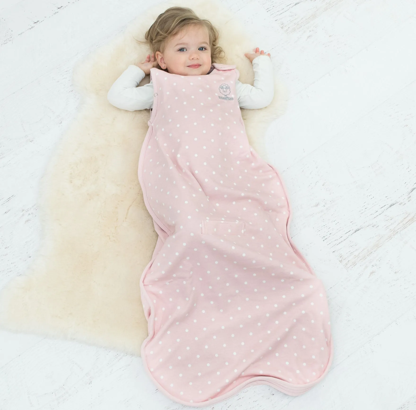4 Season Ultimate Baby Sleep Bag, Merino Wool & Organic Cotton, 2 Months - 2 Years, Rose