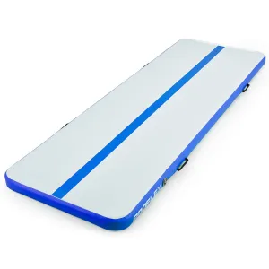 400x100x10cm Inflatable Air Track Mat | Tumbling Gymnastics | Blue & White | with Electric Pump