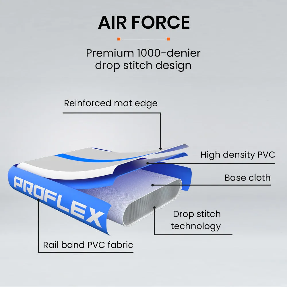 400x100x10cm Inflatable Air Track Mat | Tumbling Gymnastics | Blue & White | with Electric Pump