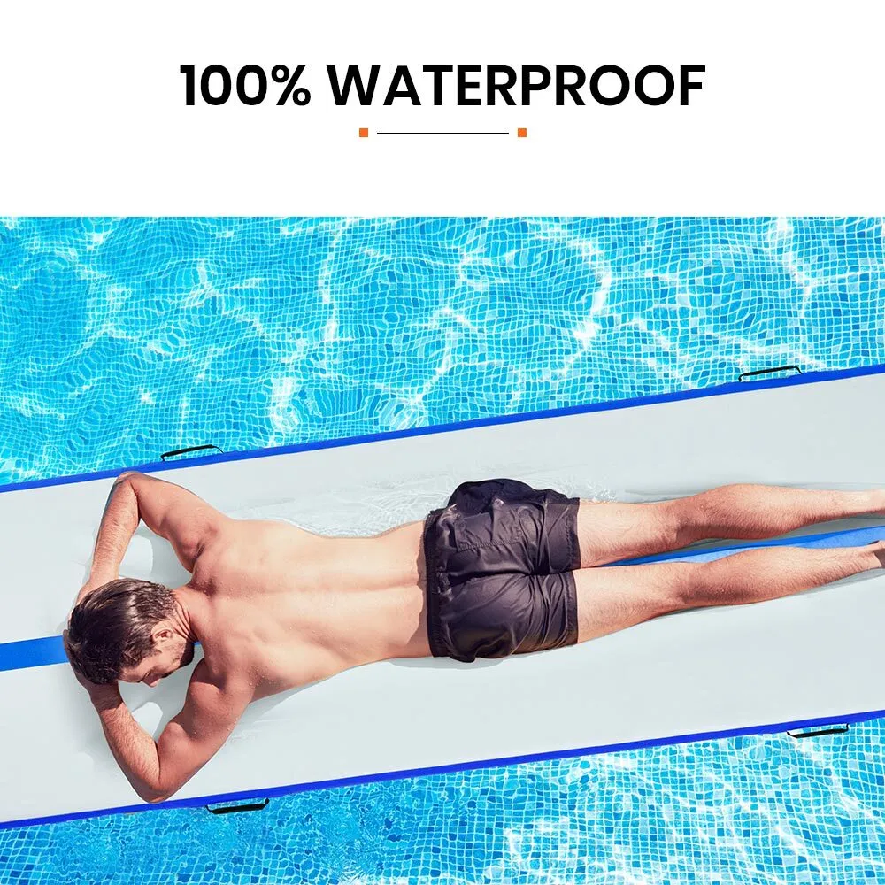 400x100x10cm Inflatable Air Track Mat | Tumbling Gymnastics | Blue & White | with Electric Pump