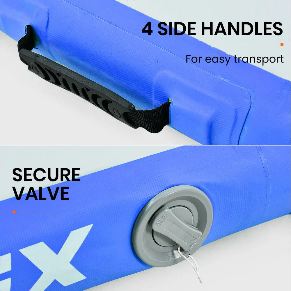 400x100x10cm Inflatable Air Track Mat | Tumbling Gymnastics | Blue & White | with Electric Pump