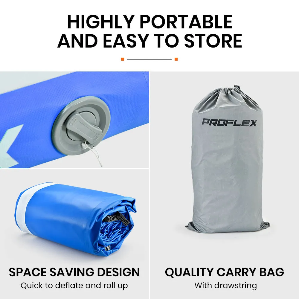 400x100x10cm Inflatable Air Track Mat | Tumbling Gymnastics | Blue & White | with Electric Pump