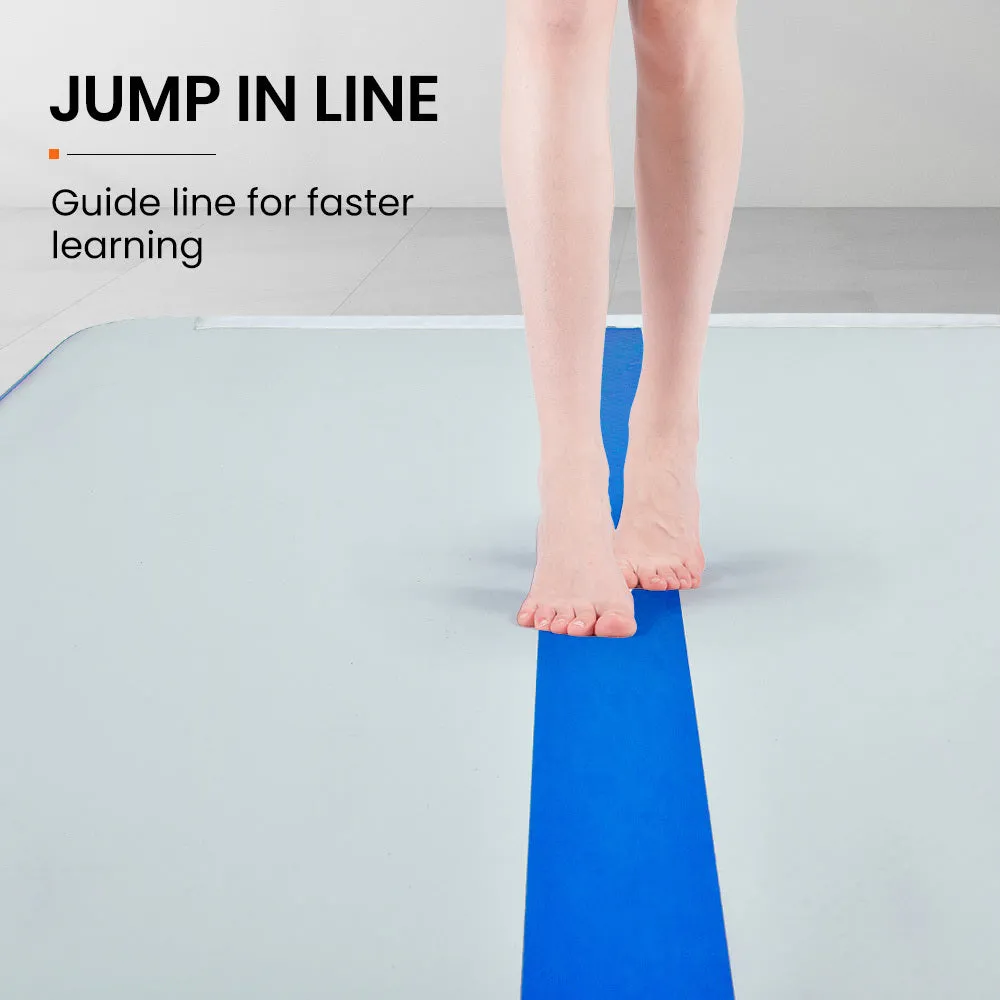 400x100x10cm Inflatable Air Track Mat | Tumbling Gymnastics | Blue & White | with Electric Pump
