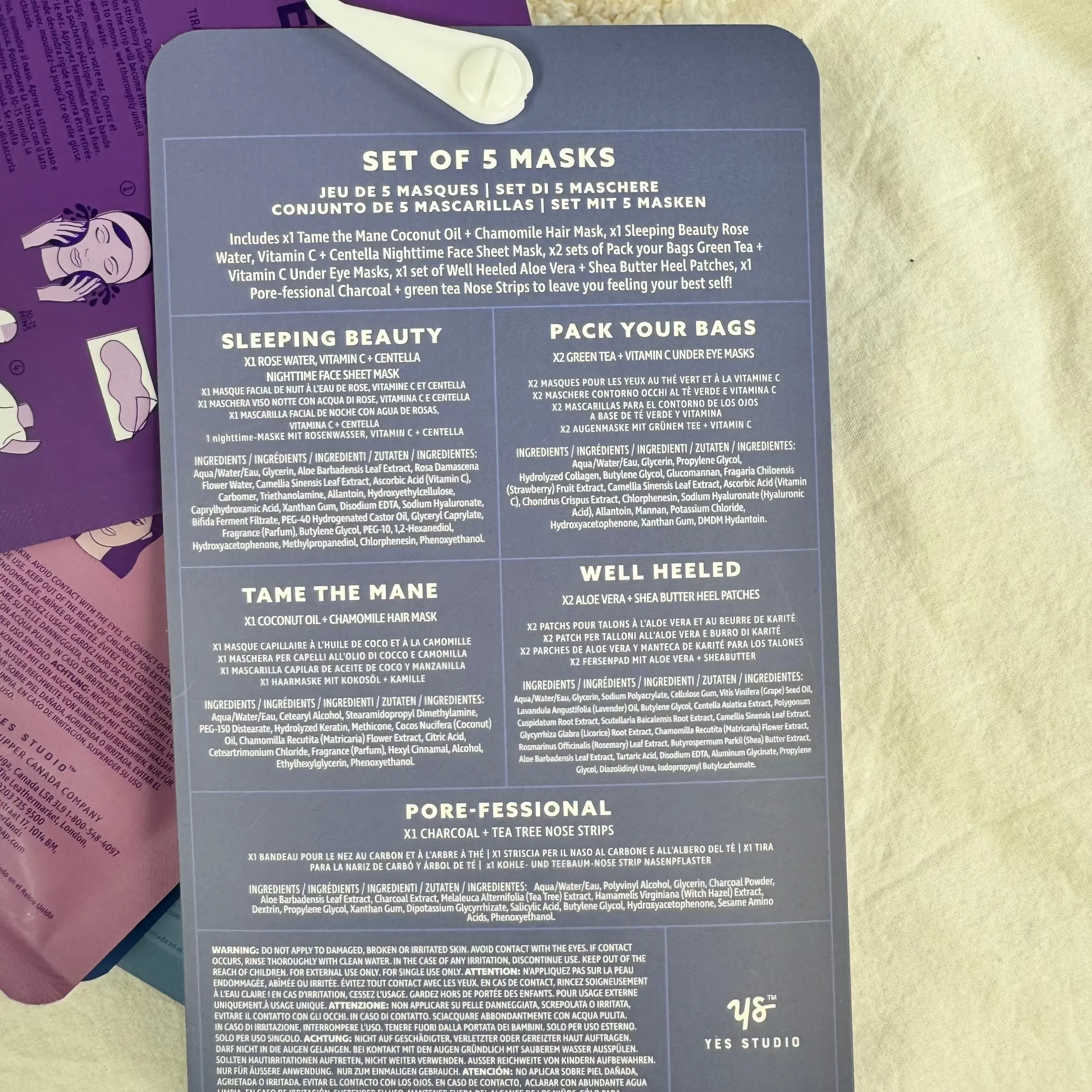 5PC BEAUTY SLEEP SHEET MASK SET