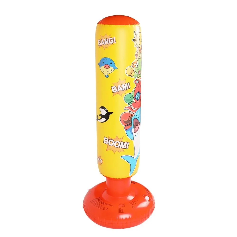 Children'S Inflatable Vertical Boxing Column - Cartoon Underwater Animal Pattern - 1.25M Height
