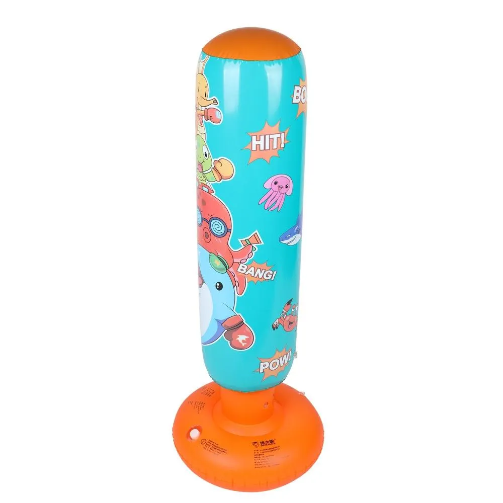 Children'S Inflatable Vertical Boxing Column - Cartoon Underwater Animal Pattern - 1.25M Height