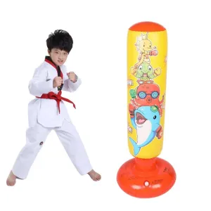 Children'S Inflatable Vertical Boxing Column - Cartoon Underwater Animal Pattern - 1.25M Height