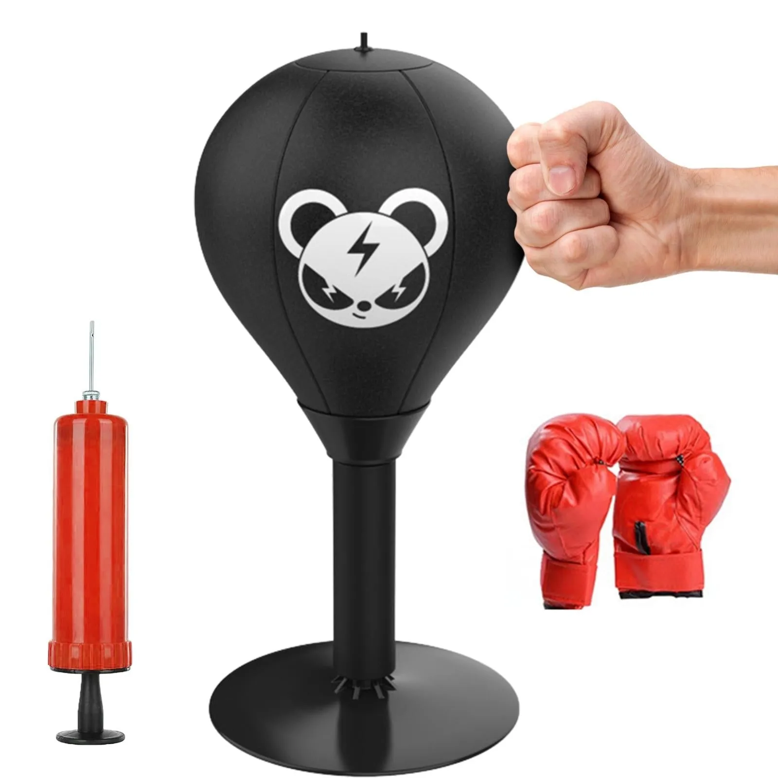 Desktop Speed Ball For Boxing Training - Bear Design With Gloves & Pump