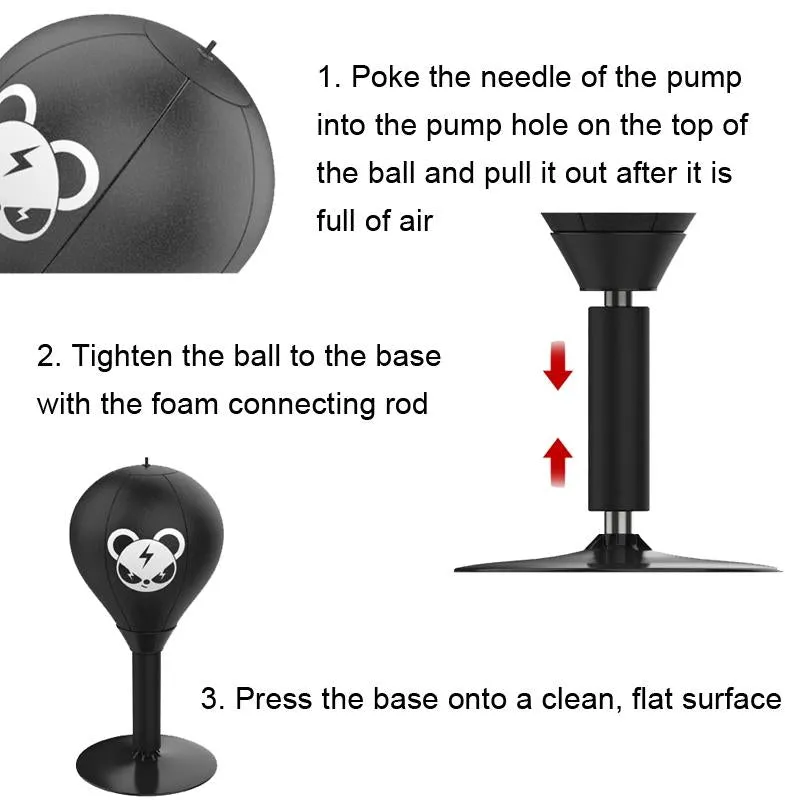 Desktop Speed Ball For Boxing Training - Bear Design With Gloves & Pump