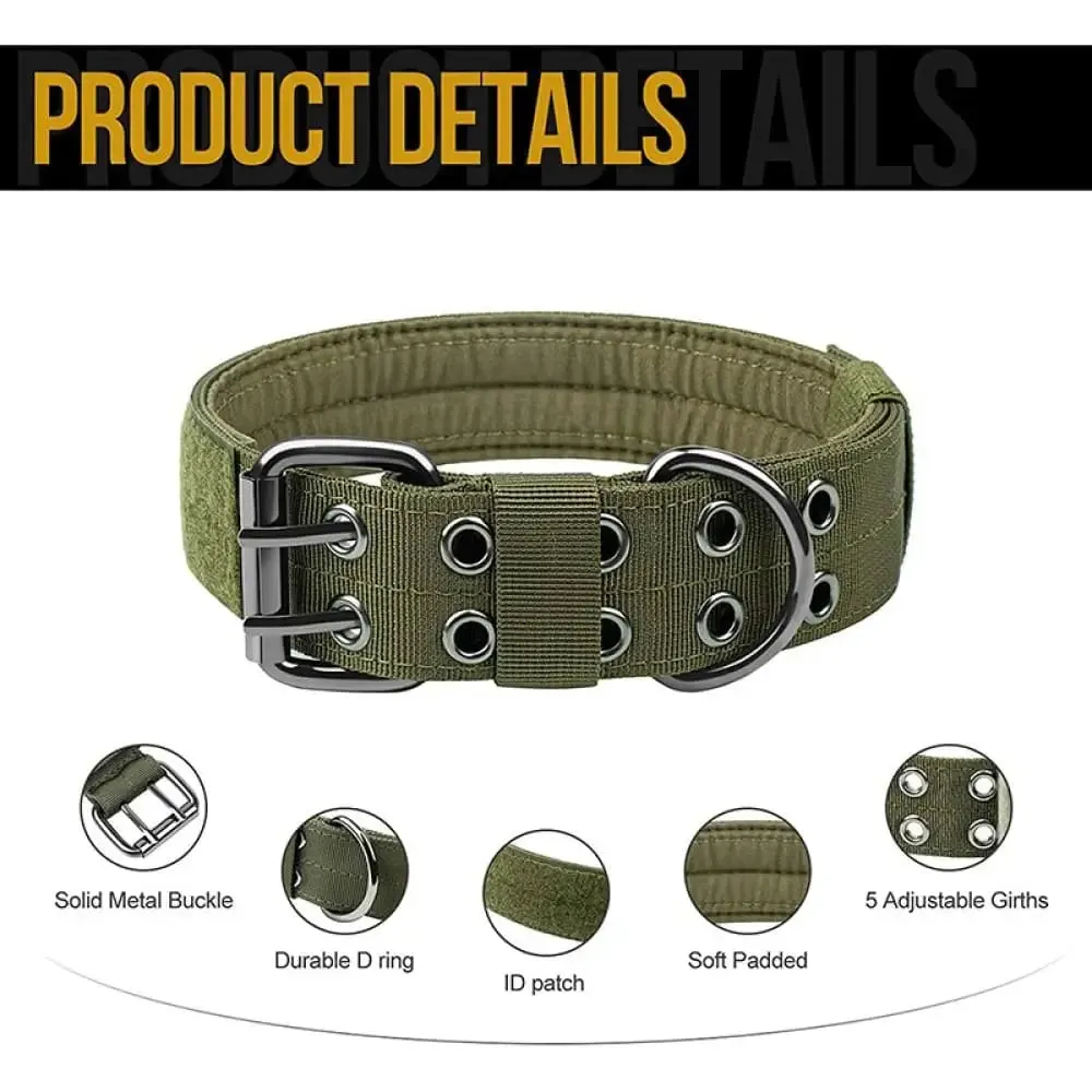 Durable Adjustable Heavy-duty Military Training Pet Collar for Medium, Large Dogs