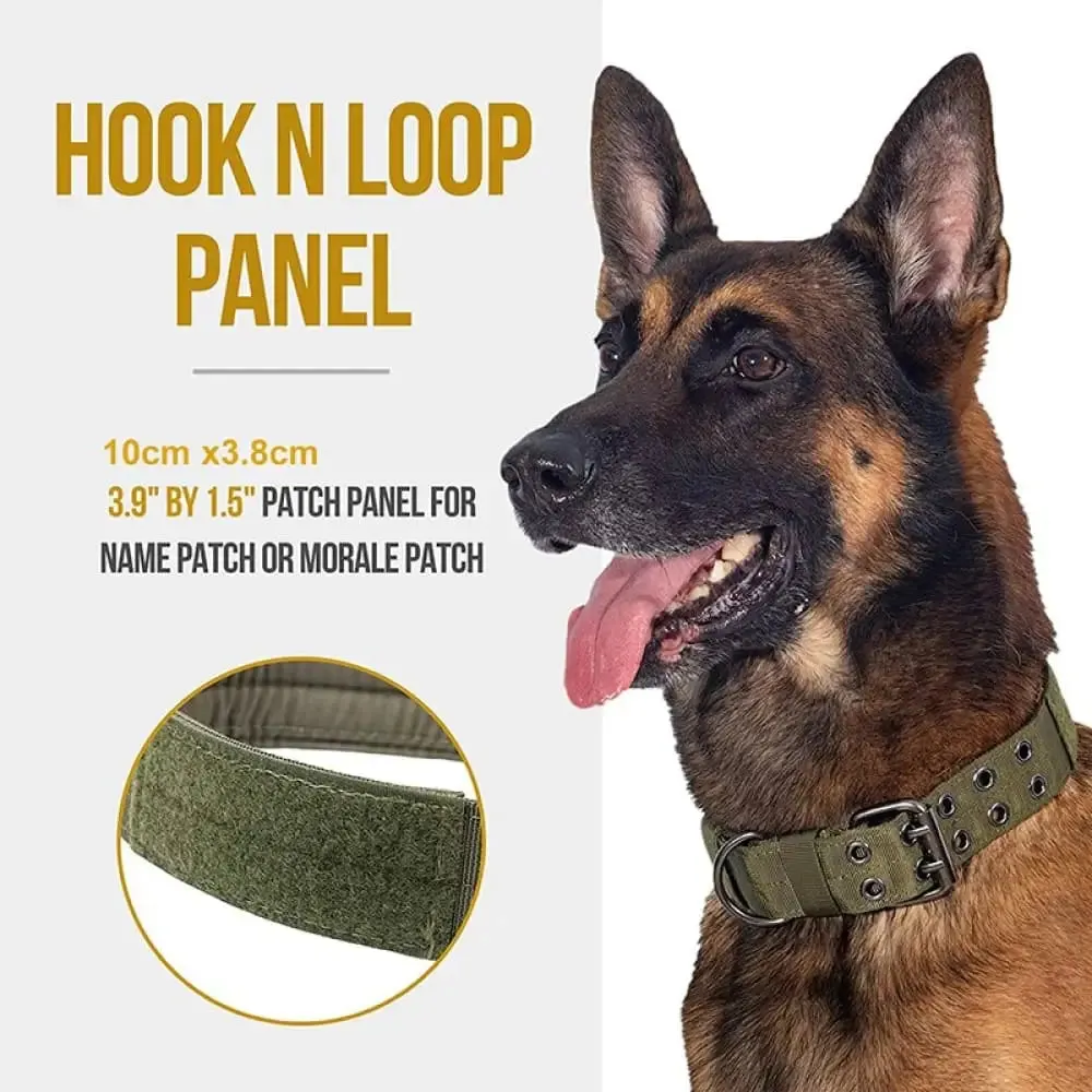 Durable Adjustable Heavy-duty Military Training Pet Collar for Medium, Large Dogs