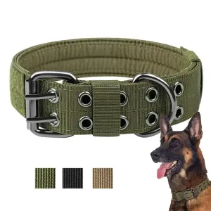 Durable Adjustable Heavy-duty Military Training Pet Collar for Medium, Large Dogs