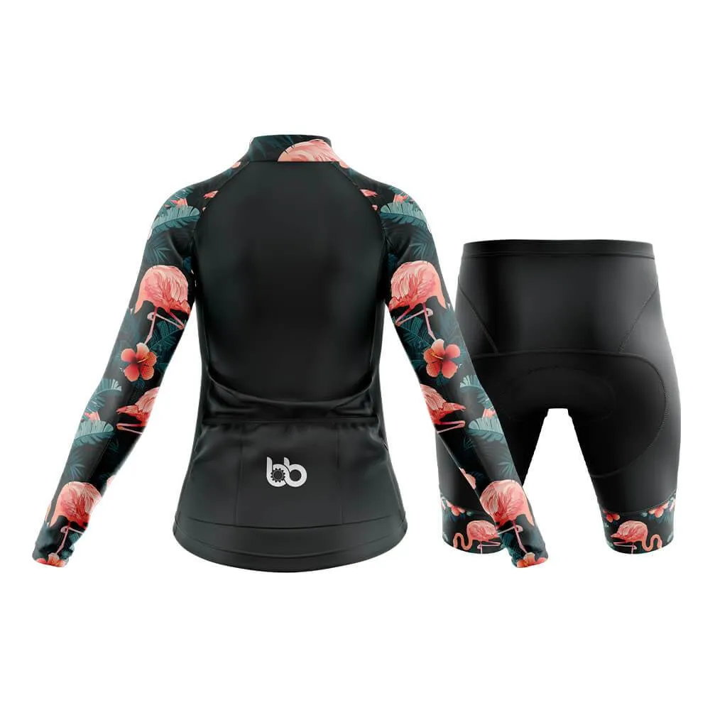 Flamingo Floral Sleeves Club Cycling Kit