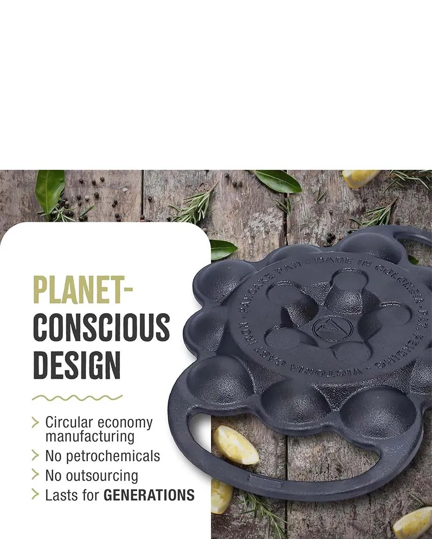 Preseasoned Cast Iron Poffertjes Pancake Pan | Safe For All Cooktops | 11 x 13 inches
