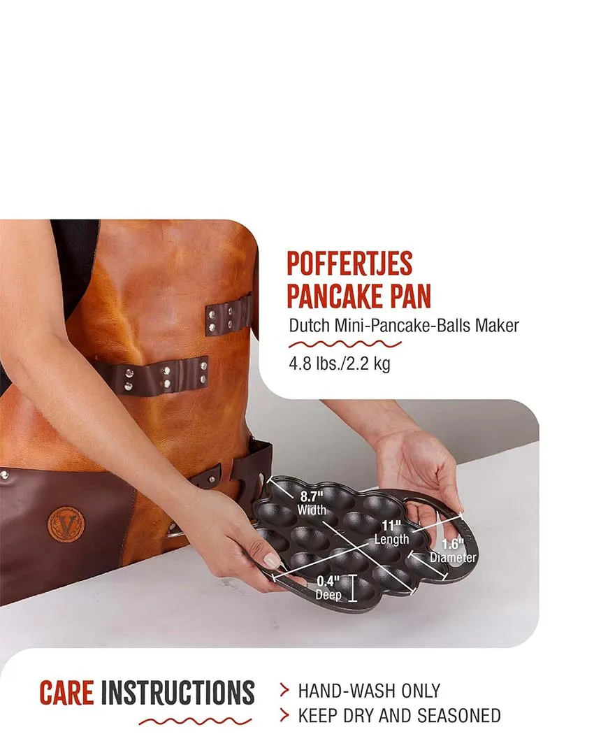 Preseasoned Cast Iron Poffertjes Pancake Pan | Safe For All Cooktops | 11 x 13 inches