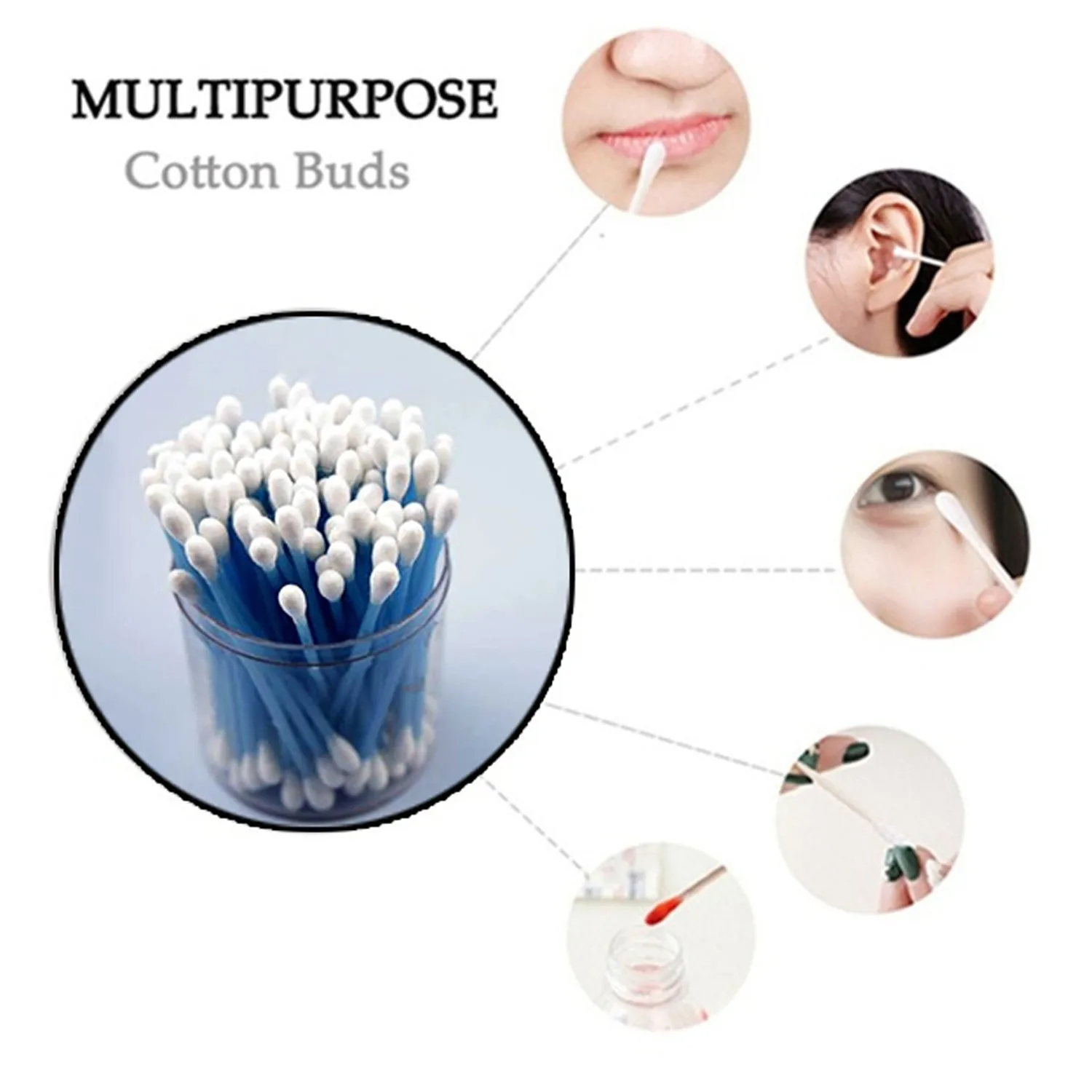 Small Cotton Buds for ear cleaning, soft and natural cotton swabs (100 per pack)