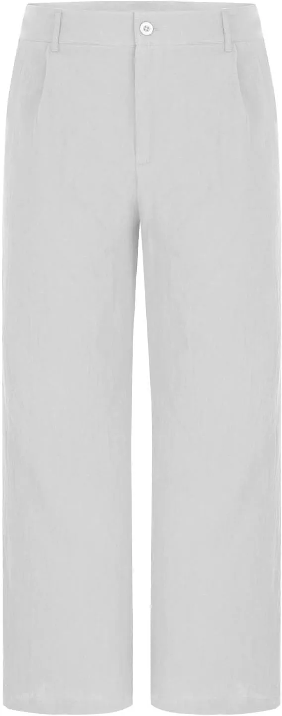 Xiaojmake Linen Pants for Men Casual Loose Fit Elastic Drawstring Waist Baggy Trousers Summer Straight Beach Pant Lightweight